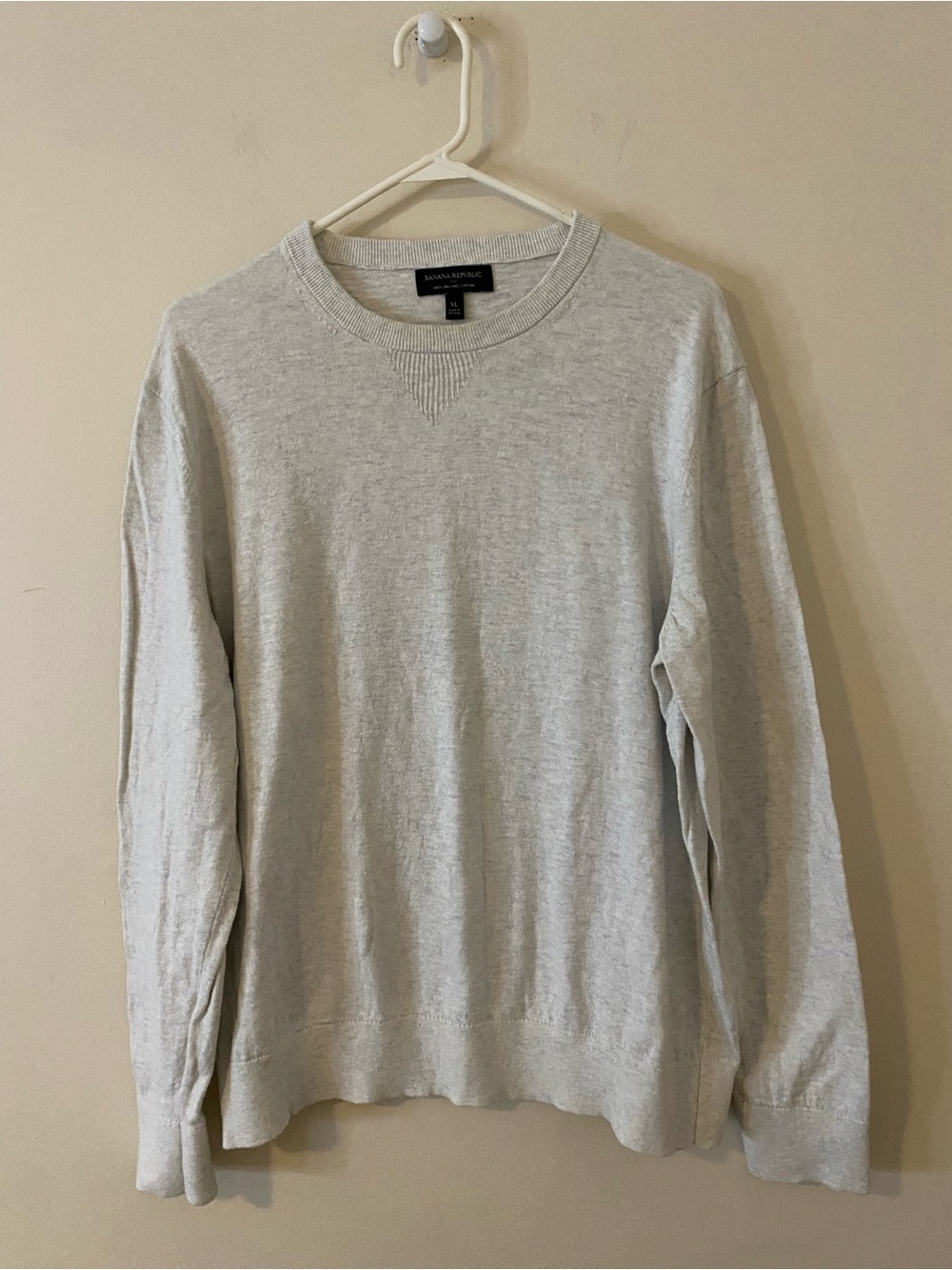 Banana Republic Organic Cotton Ivory Men's Crewneck Sweater XL